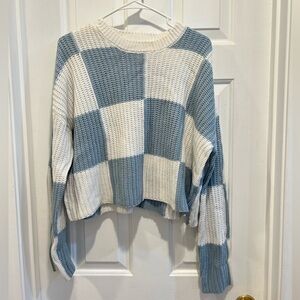 Blue and White Checkered Sweater